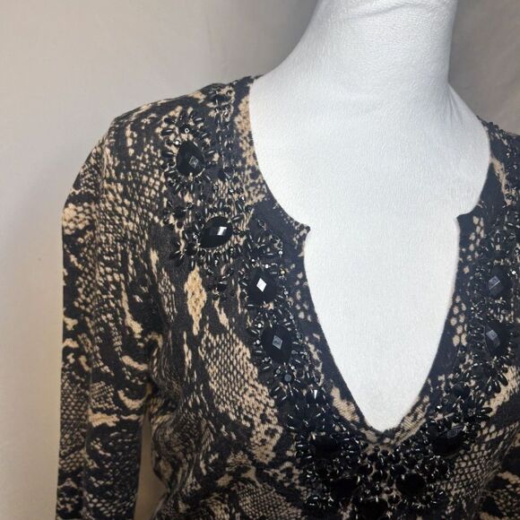 INC International Concepts Snake Print V Neck Sweater Dress Blouse Long Sleeve - Picture 5 of 7